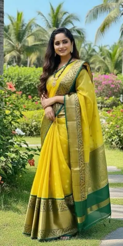 KPR 225 Yellow in Soft Lichi Silk Lace Work & Lace Border Saree . Special Price ₹1449. Delivery 4-6 Working Days. Shop now. | Creative Sarees, Bollywood Sarees, Designer Sarees, Embroidered Sarees, Ethnic Saree, Modern Digital sarees, Party Wear Sarees, Sarees