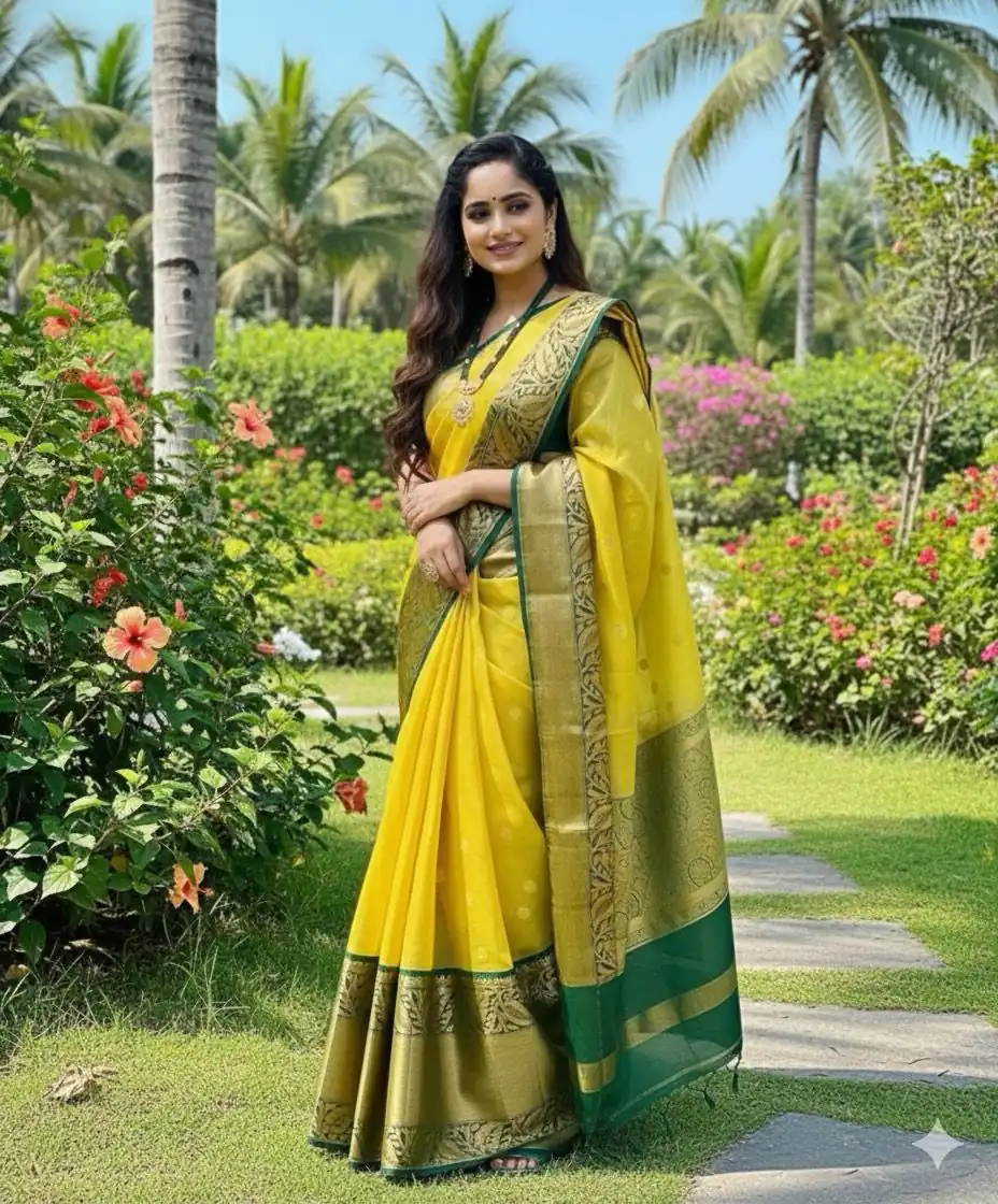 KPR 225 Yellow in Soft Lichi Silk Lace Work & Lace Border Saree . Special Price ₹1449. Delivery 4-6 Working Days. Shop now. | Creative Sarees, Bollywood Sarees, Designer Sarees, Embroidered Sarees, Ethnic Saree, Modern Digital sarees, Party Wear Sarees, Sarees
