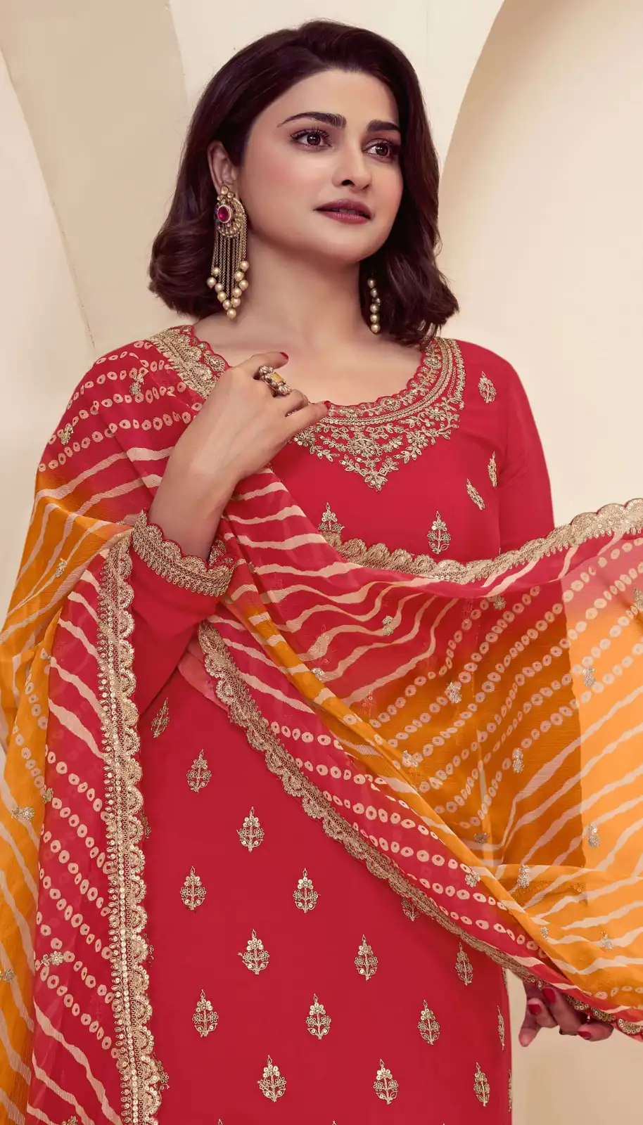 Aglow Red Viscous Chinon Embroider Work Salwar Suit - Image 2