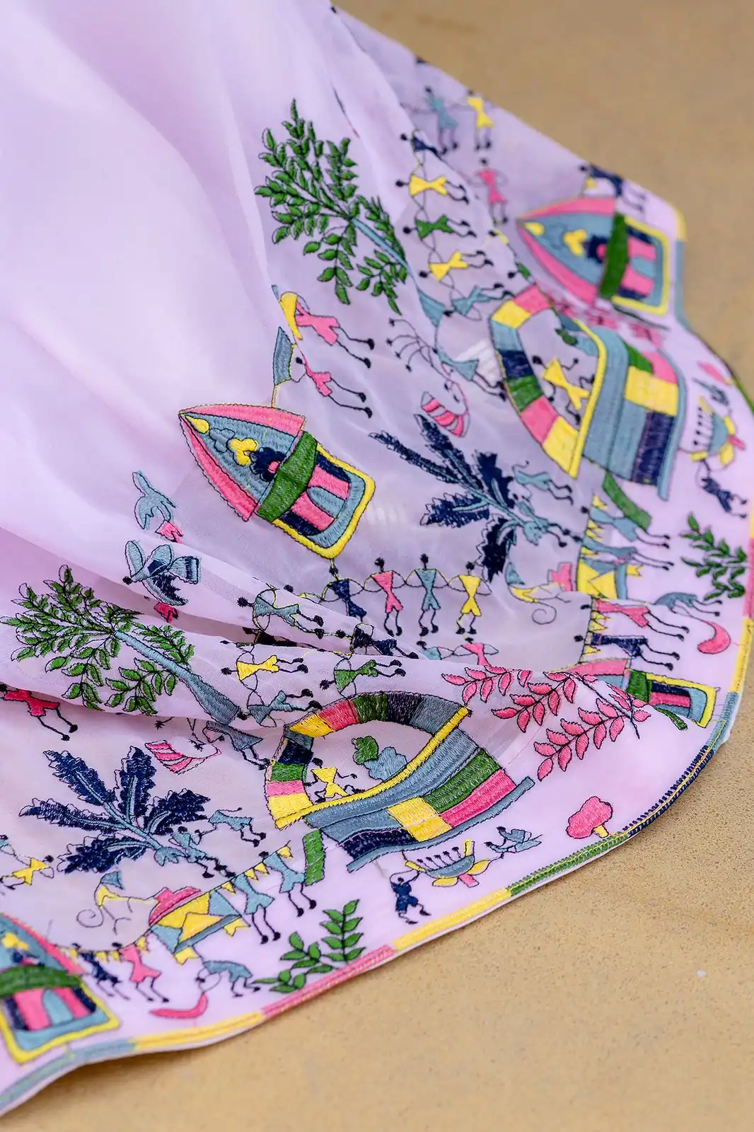 Alluring Pink Georgette Embroider Work Gown - Image 11