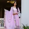 Alluring Pink Georgette Embroider Work Gown