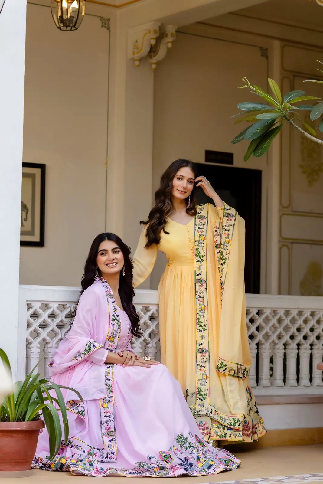 Alluring Pink Georgette Embroider Work Gown - Image 13