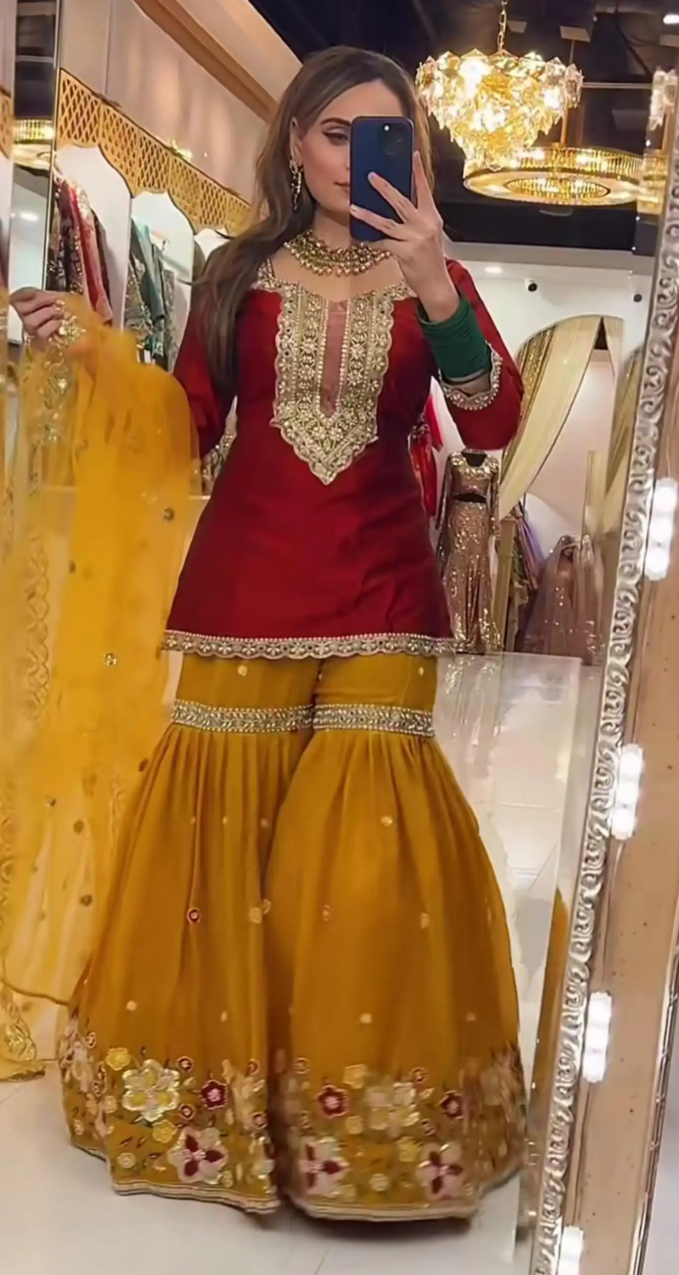 Alluring Red Georgette Embroider Work Salwar Suit - Image 3