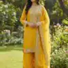 Alluring Yellow Fendy Silk Sequence Work Salwar Suit
