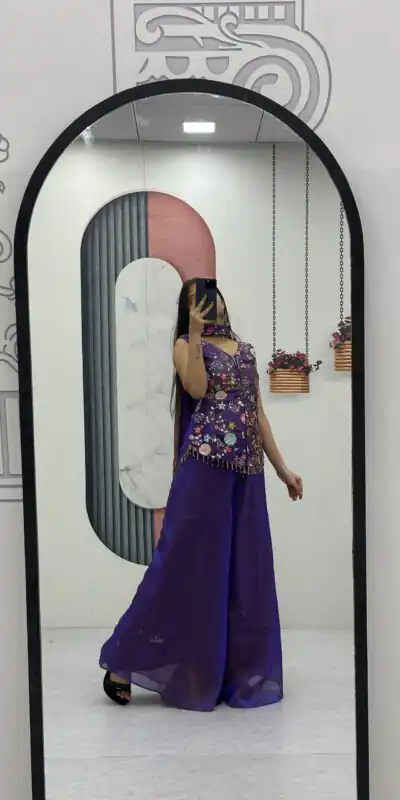 Angelic Purple Tissue Simmer Embroider Work Salwar Suit