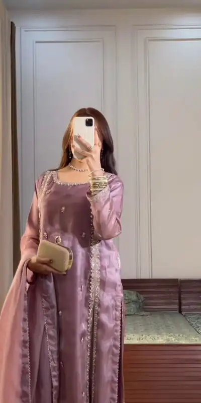 Classic Lavender Zimmy Silk Hand Work Salwar Suit