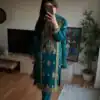 Darling Teal Chinon Silk Embroidery Work Salwar Suit