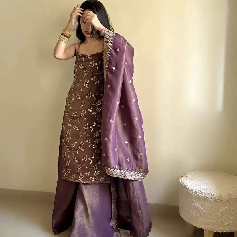 Lovely Lavender Zimmy Silk Sequence Work Salwar Suit