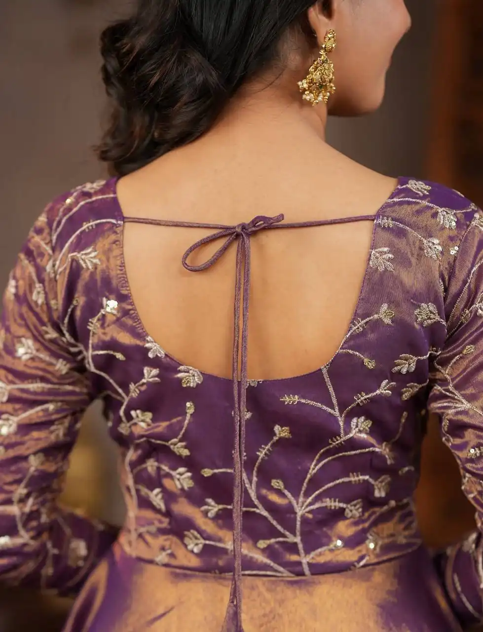 Perfect Purple Cosmos Silk Embroidery Work Anarkali Suit - Image 8