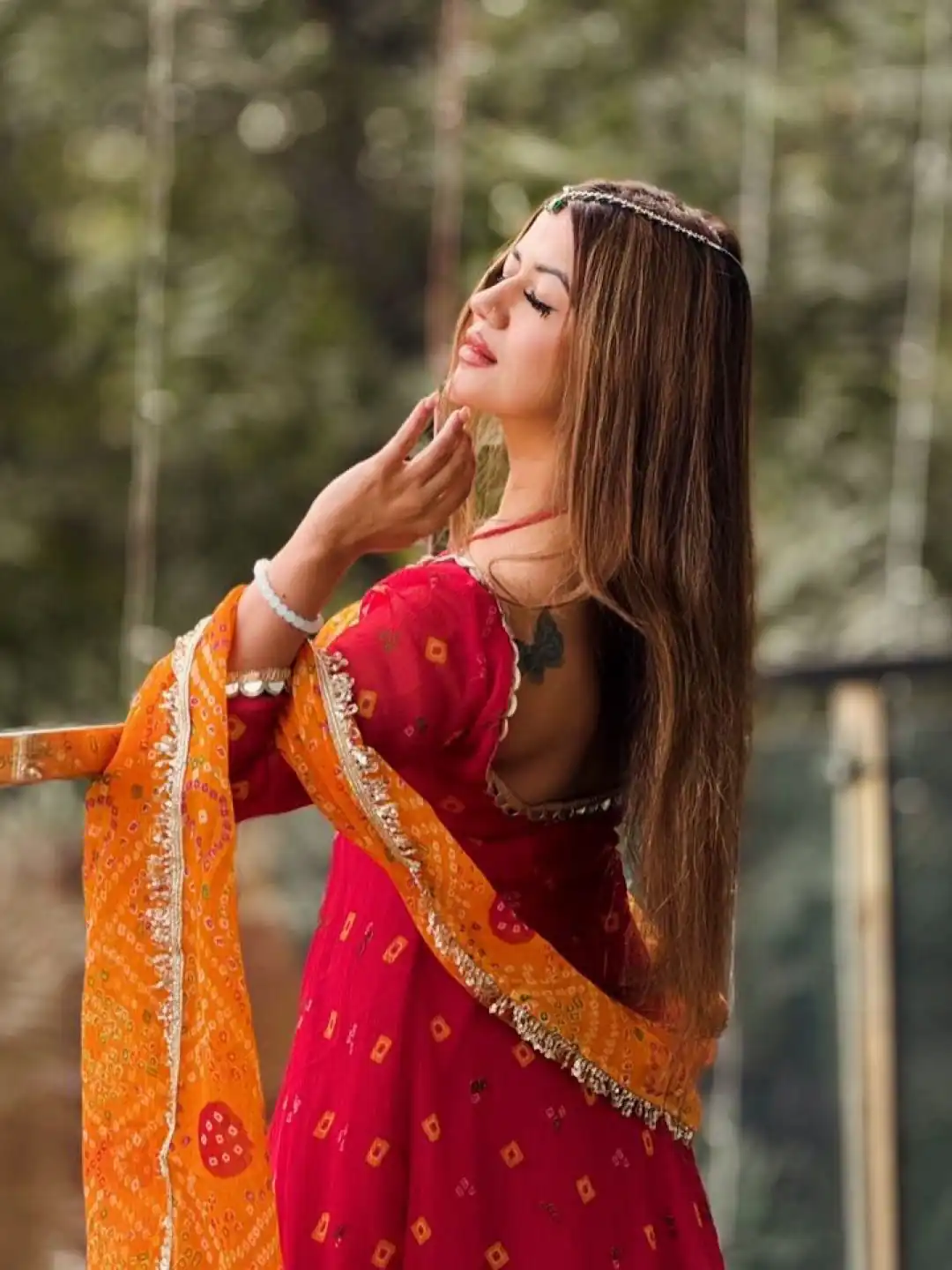 Perfect Red Faux Georgette Digital Print Salwar Suit - Image 2