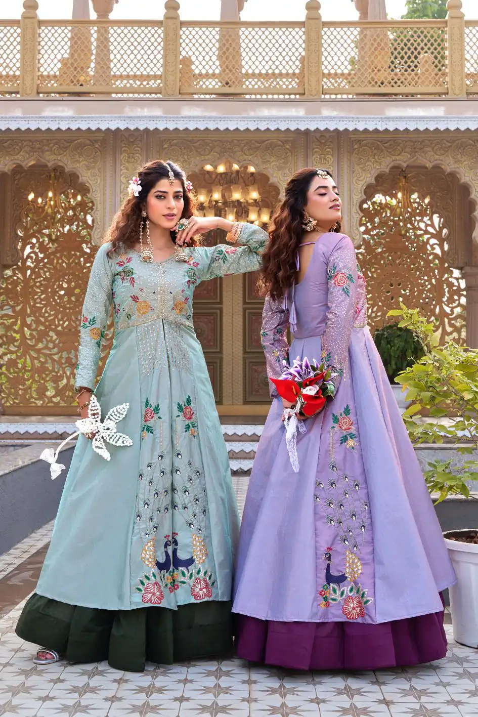 Special Lavender Satin Silk Thread Work Lehenga Choli - Image 6