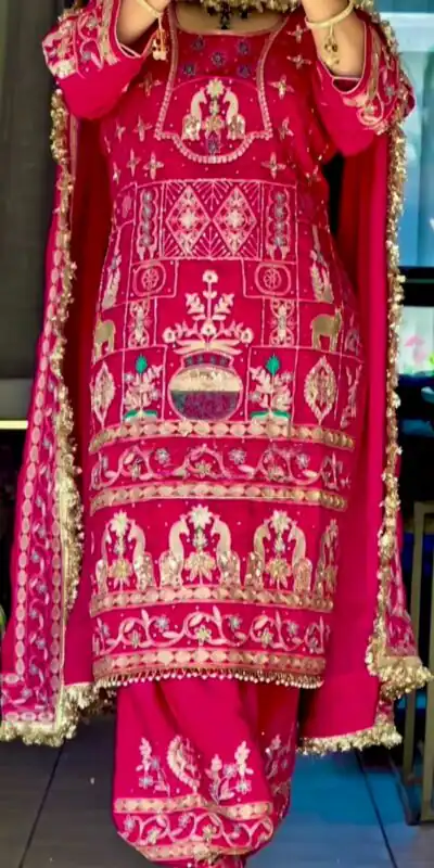 Stylish Pink Natural Crepe Sequence Work Salwar Suit