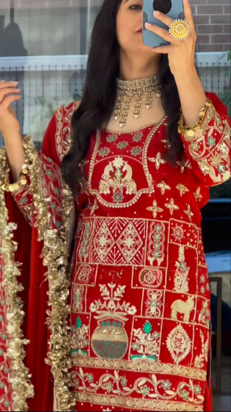 Stylish Red Natural Crepe Sequence Work Salwar Suit - Image 3