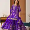 Superb Purple Chinon Silk Embroider Work Salwar Suit