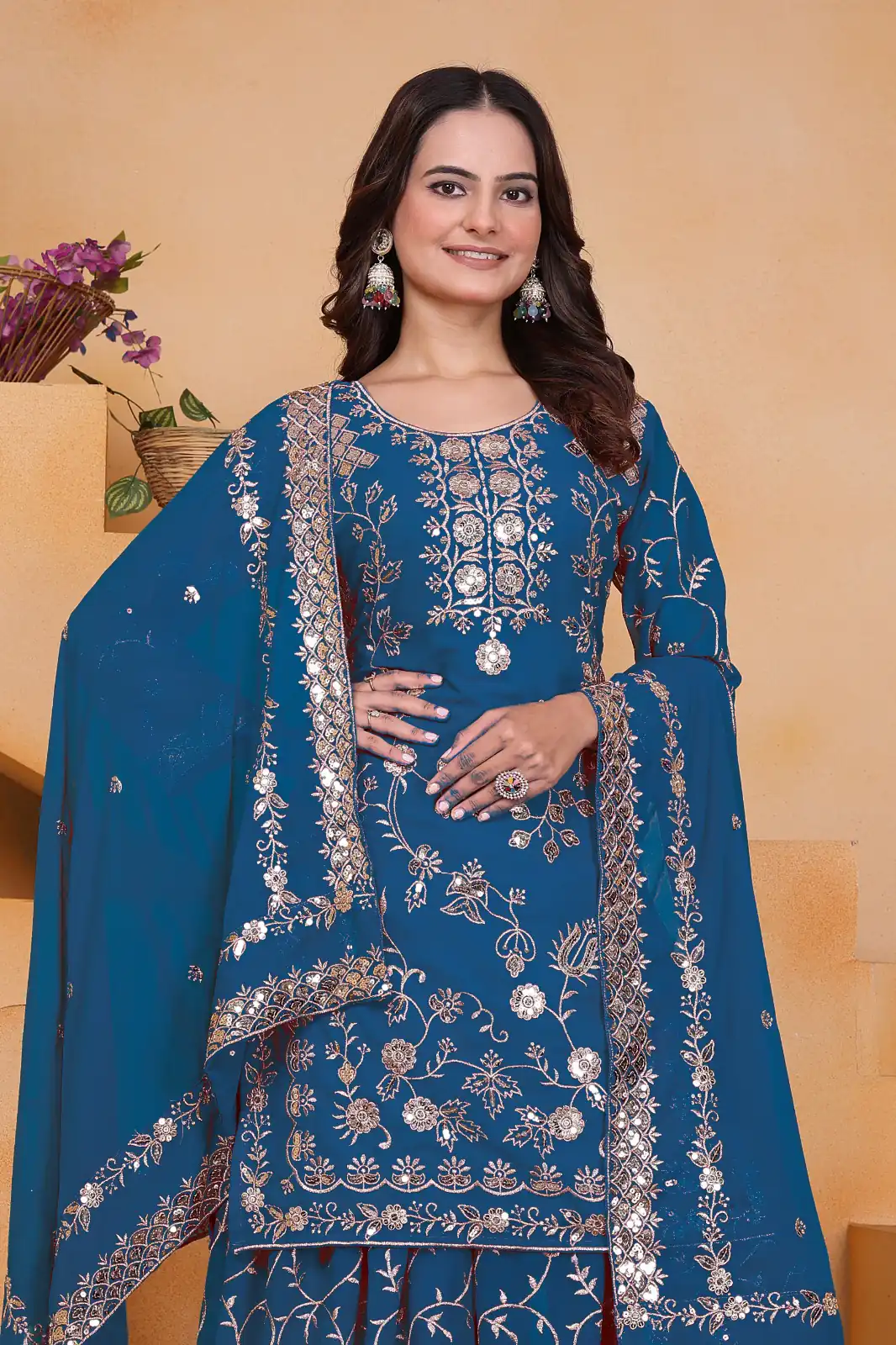 Blue Fox Georgette Embroidery Work Salwar Suit - Image 5