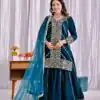 Navy Blue Viscous Velvet  Embroidery Work Salwar Suit
