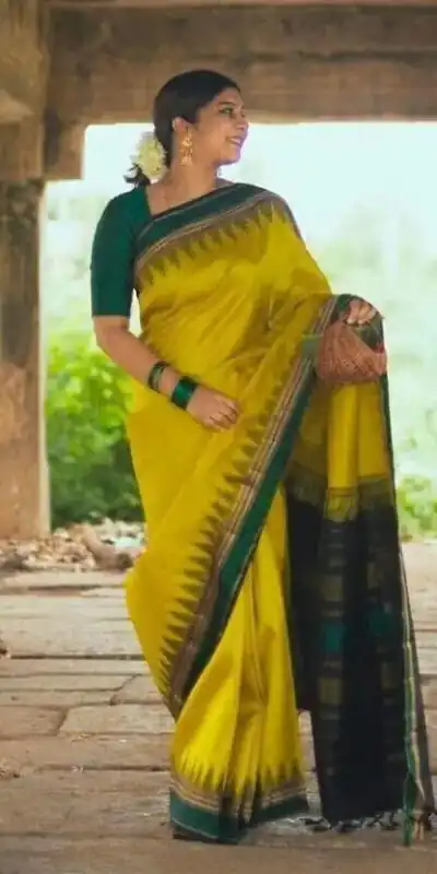 Mustered Soft Lichi Silk Jacquard Border Saree