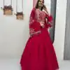 Pink Chinon Silk Thread Work Lehenga Choli