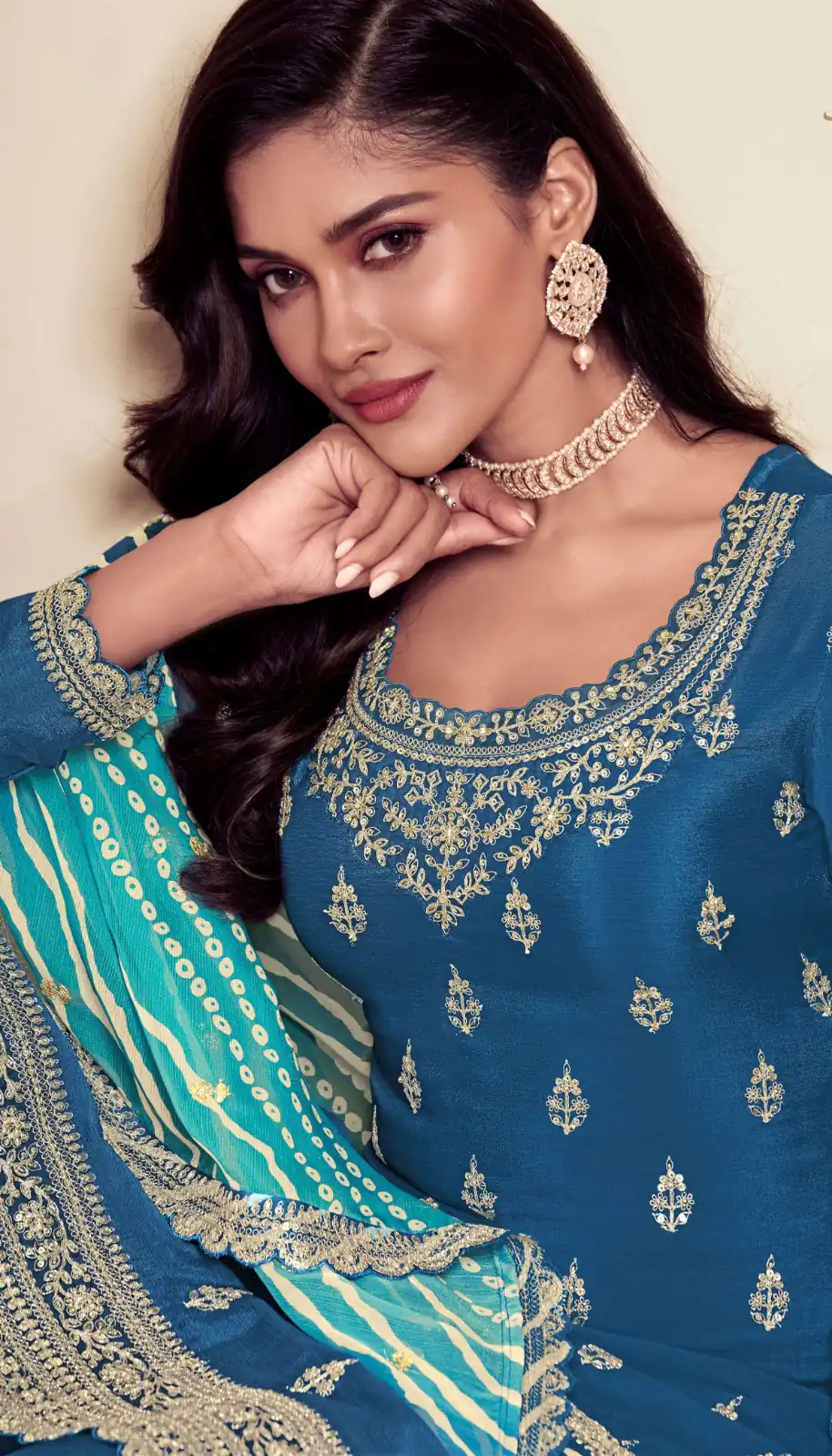 FC 72961 Blue Viscous Chinon Salwar Suit with Lace Work & Embroidery Work. Exclusive Offer ₹2549. Delivery 4-6 Working Days. Shop now. | Casual Suits, Jump Suits, Creative suits, Designer Suits, Palazzo Suits, Party Wear Suits, Patiala Suits, Salwar suit, Straight Suits