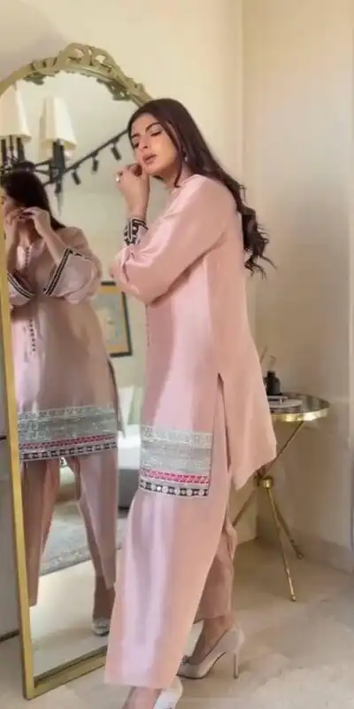 KF 1682 Light Pink Natural Crap Salwar Suit with Embroidery Work. Exclusive Offer ₹1849. Delivery 4-6 Working Days. Shop now. | Casual Suits, Jump Suits, Creative suits, Designer Suits, Palazzo Suits, Party Wear Suits, Patiala Suits, Salwar suit, Straight Suits