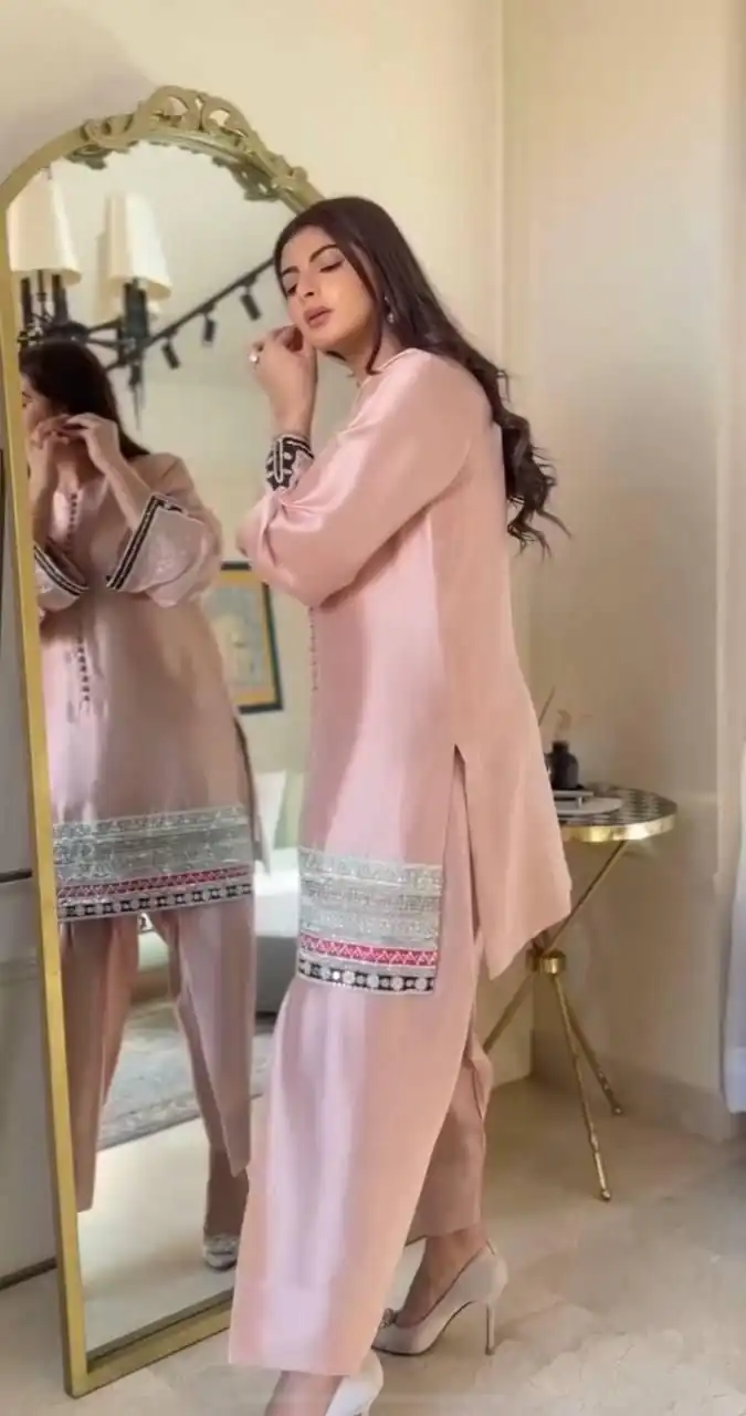KF 1682 Light Pink Natural Crap Salwar Suit with Embroidery Work. Exclusive Offer ₹1849. Delivery 4-6 Working Days. Shop now. | Casual Suits, Jump Suits, Creative suits, Designer Suits, Palazzo Suits, Party Wear Suits, Patiala Suits, Salwar suit, Straight Suits