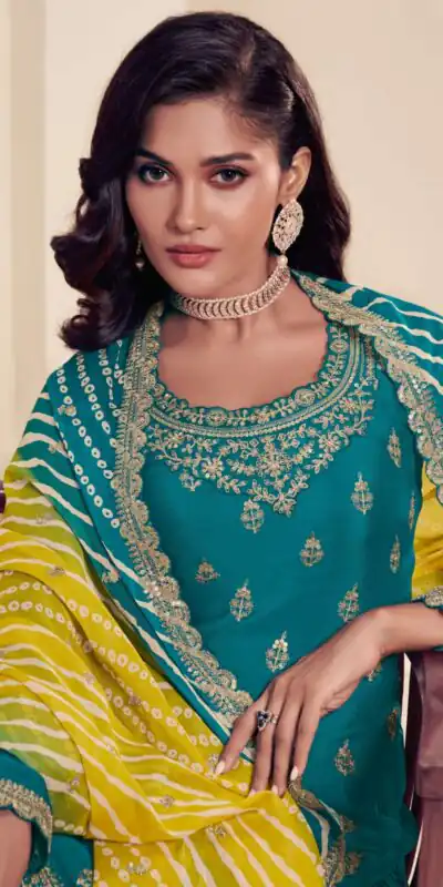 FC 72961 Teal Viscous Chinon Salwar Suit with Lace Work & Embroidery Work. Exclusive Offer ₹2549. Delivery 4-6 Working Days. Shop now. | Casual Suits, Jump Suits, Creative suits, Designer Suits, Palazzo Suits, Party Wear Suits, Patiala Suits, Salwar suit, Straight Suits