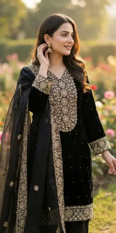 JF 040 Black Fendy Silk Salwar Suitwith Embroidery Work & Lace Work. Now at just ₹2049. Delivery 4-6 Working Days. Shop now. | Casual Suits, Jump Suits, Creative suits, Designer Suits, Palazzo Suits, Party Wear Suits, Patiala Suits, Salwar suit, Straight Suits