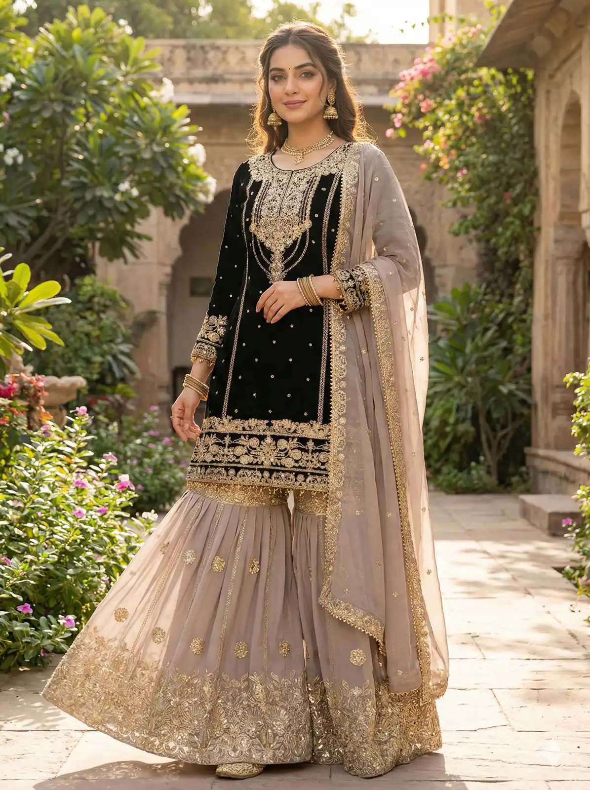 SR 1706 Black Faux Georgette Gown Perfect for Wedding, Party, Makar Sankranti, Karwa Chauth, Ethnic Day – . Now at just ₹1949. Delivery 4-6 Working D | Casual Suits, Jump Suits, Creative suits, Designer Suits, Palazzo Suits, Party Wear Suits, Patiala Suits, Salwar suit, Straight Suits