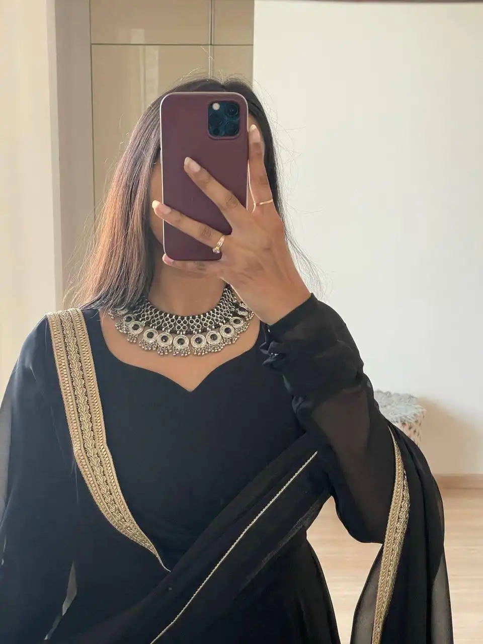 FB L226 Black Faux Georgette Gown Perfect for Wedding, Party, Makar Sankranti, Karwa Chauth, Ethnic Day – . Now at just ₹1799. Delivery 4-6 Working D | Bollywood Gowns, Creative Gowns, Designer Gowns, Embroidered Gowns, Gowns, Party Wear Gowns