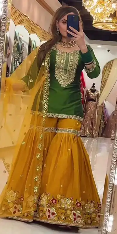 NF 1272 Green Faux Georgette Gown Perfect for Wedding, Party, Makar Sankranti, Karwa Chauth, Ethnic Day – . Now at just ₹2449. Delivery 4-6 Working D | Casual Suits, Jump Suits, Creative suits, Designer Suits, Palazzo Suits, Party Wear Suits, Patiala Suits, Salwar suit, Straight Suits