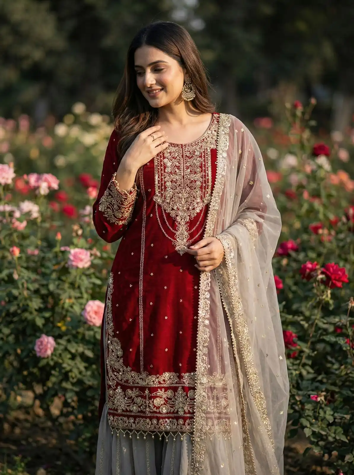 SR 1706 Maroon Faux Georgette Gown Perfect for Wedding, Party, Makar Sankranti, Karwa Chauth, Ethnic Day – . Now at just ₹1949. Delivery 4-6 Working D | Casual Suits, Jump Suits, Creative suits, Designer Suits, Palazzo Suits, Party Wear Suits, Patiala Suits, Salwar suit, Straight Suits