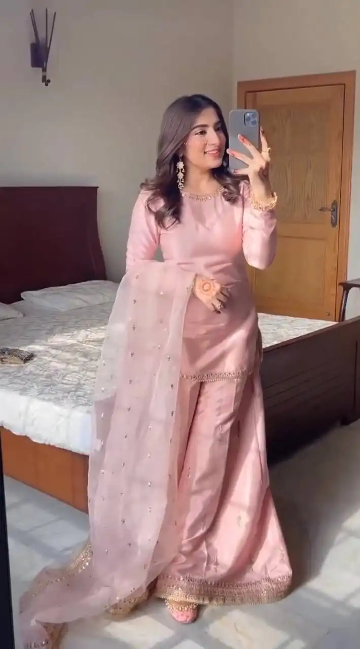 ST 199 Pink Dull Satin Salwar Suit Perfect for Wedding, Party, Reception, Raksha Bandhan, Eid – . Best Price ₹1999. Delivery 4-6 Working Days. Shop now | Casual Suits, Jump Suits, Creative suits, Designer Suits, Palazzo Suits, Party Wear Suits, Patiala Suits, Salwar suit, Straight Suits
