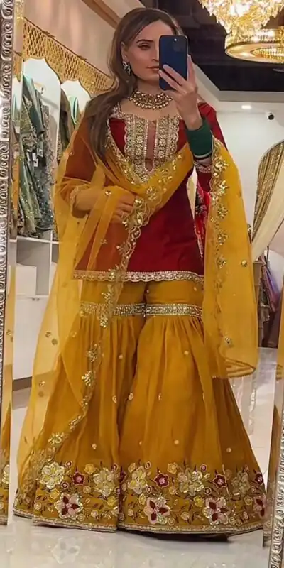 NF 1272 Red Faux Georgette Gown Perfect for Wedding, Party, Makar Sankranti, Karwa Chauth, Ethnic Day – . Now at just ₹2449. Delivery 4-6 Working D | Casual Suits, Jump Suits, Creative suits, Designer Suits, Palazzo Suits, Party Wear Suits, Patiala Suits, Salwar suit, Straight Suits