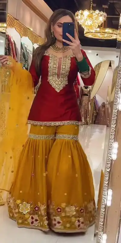 NF 1272 Red Faux Georgette Gown Perfect for Wedding, Party, Makar Sankranti, Karwa Chauth, Ethnic Day – . Now at just ₹2449. Delivery 4-6 Working D | Casual Suits, Jump Suits, Creative suits, Designer Suits, Palazzo Suits, Party Wear Suits, Patiala Suits, Salwar suit, Straight Suits