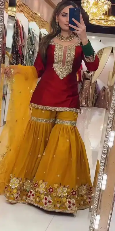 NF 1272 Red Faux Georgette Gown Perfect for Wedding, Party, Makar Sankranti, Karwa Chauth, Ethnic Day – . Now at just ₹2449. Delivery 4-6 Working D | Casual Suits, Jump Suits, Creative suits, Designer Suits, Palazzo Suits, Party Wear Suits, Patiala Suits, Salwar suit, Straight Suits