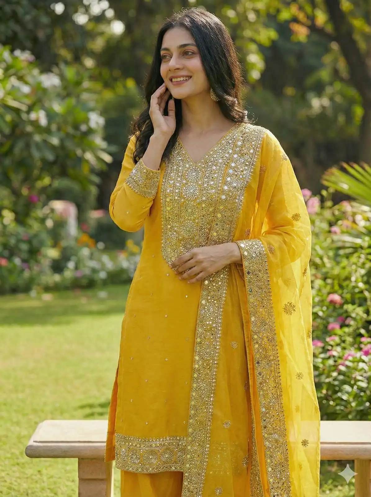 JF 040 Yellow Fendy Silk Salwar Suitwith Embroidery Work & Lace Work. Now at just ₹2049. Delivery 4-6 Working Days. Shop now. | Casual Suits, Jump Suits, Creative suits, Designer Suits, Palazzo Suits, Party Wear Suits, Patiala Suits, Salwar suit, Straight Suits