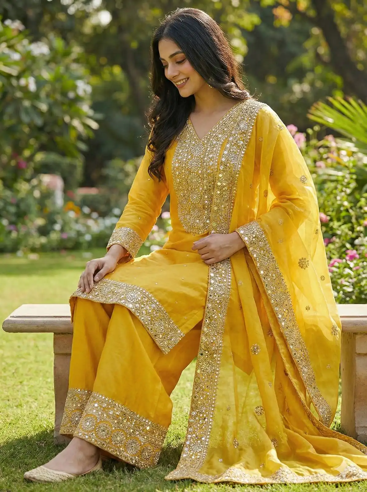JF 040 Yellow Fendy Silk Salwar Suitwith Embroidery Work & Lace Work. Now at just ₹2049. Delivery 4-6 Working Days. Shop now. | Casual Suits, Jump Suits, Creative suits, Designer Suits, Palazzo Suits, Party Wear Suits, Patiala Suits, Salwar suit, Straight Suits