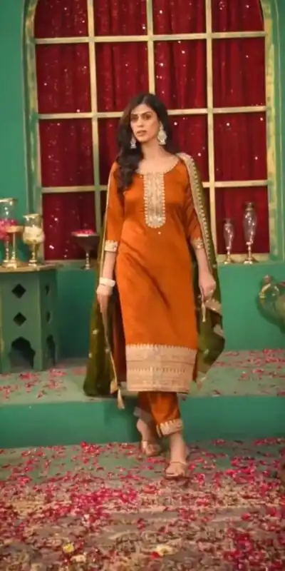 DC 96 Orange Color Chinon Silk Salwar Suit with Embroidery Work. Online Get it for ₹2149. Delivery 4-6 Working Days. Shop now. | Casual Suits, Jump Suits, Creative suits, Designer Suits, Palazzo Suits, Party Wear Suits, Patiala Suits, Salwar suit, Straight Suits