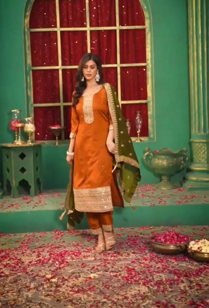 DC 96 Orange Color Chinon Silk Salwar Suit with Embroidery Work. Online Get it for ₹2149. Delivery 4-6 Working Days. Shop now. | Casual Suits, Jump Suits, Creative suits, Designer Suits, Palazzo Suits, Party Wear Suits, Patiala Suits, Salwar suit, Straight Suits