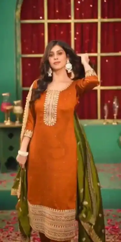 DC 96 Orange Color Chinon Silk Salwar Suit with Embroidery Work. Online Get it for ₹2149. Delivery 4-6 Working Days. Shop now. | Casual Suits, Jump Suits, Creative suits, Designer Suits, Palazzo Suits, Party Wear Suits, Patiala Suits, Salwar suit, Straight Suits