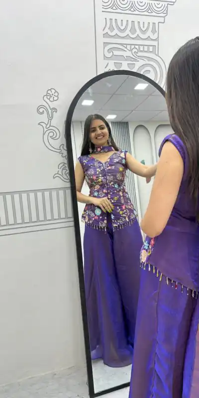 PC 551 Purple Tissue Simmer Salwar Suit with Embroidery Work. Affordable Price ₹2549. Delivery 4-6 Working Days. Shop now. | Casual Suits, Jump Suits, Creative suits, Designer Suits, Palazzo Suits, Party Wear Suits, Patiala Suits, Salwar suit, Straight Suits