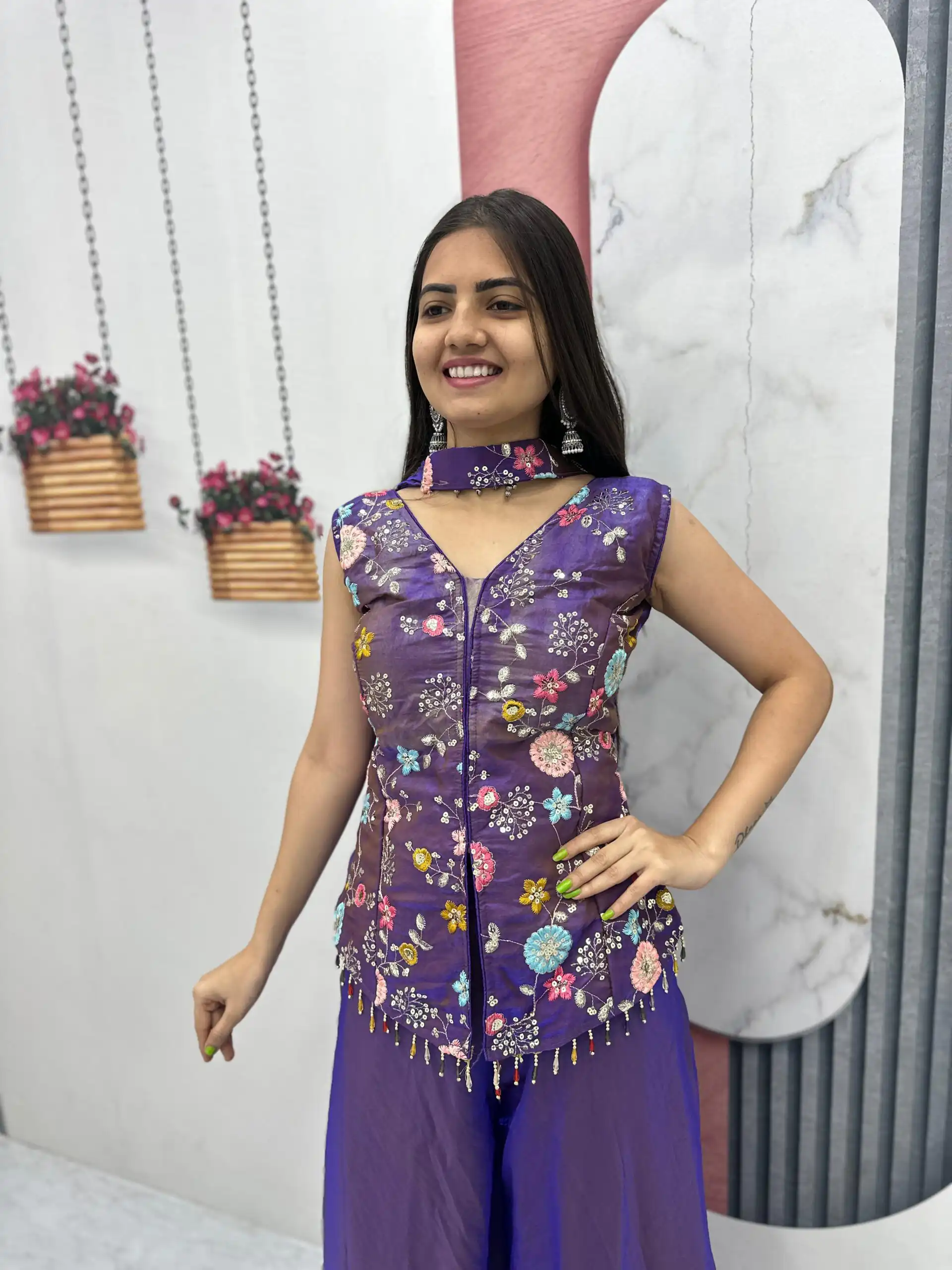 PC 551 Purple Tissue Simmer Salwar Suit with Embroidery Work. Affordable Price ₹2549. Delivery 4-6 Working Days. Shop now. | Casual Suits, Jump Suits, Creative suits, Designer Suits, Palazzo Suits, Party Wear Suits, Patiala Suits, Salwar suit, Straight Suits