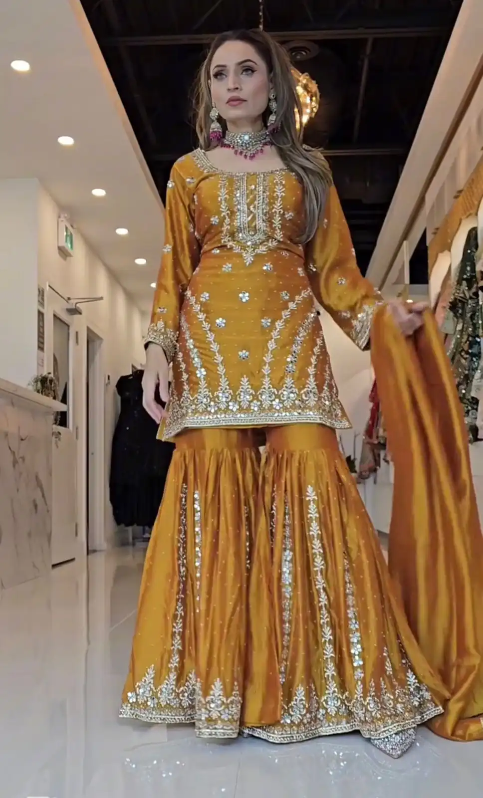 ND 5036 Yellow Color Chinon Silk Salwar Suit with Embroidery Work. Online Get it for ₹2149. Delivery 4-6 Working Days. Shop now. | Casual Suits, Jump Suits, Creative suits, Designer Suits, Palazzo Suits, Party Wear Suits, Patiala Suits, Salwar suit, Straight Suits