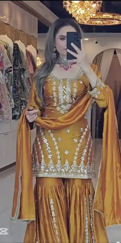 ND 5036 Yellow Color Chinon Silk Salwar Suit with Embroidery Work. Online Get it for ₹2149. Delivery 4-6 Working Days. Shop now. | Casual Suits, Jump Suits, Creative suits, Designer Suits, Palazzo Suits, Party Wear Suits, Patiala Suits, Salwar suit, Straight Suits