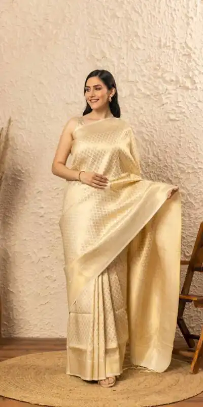 KPR 073 Off White Soft Lichi Silk Saree Perfect for Wedding, Party, Reception, Diwali, Ethnic Day – . Affordable Price ₹1299. Delivery 4-6 Working Days. | Creative Sarees, Bollywood Sarees, Designer Sarees, Embroidered Sarees, Ethnic Saree, Modern Digital sarees, Party Wear Sarees, Sarees