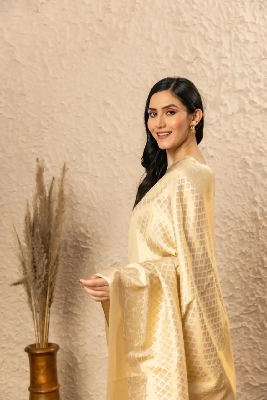 KPR 073 Off White Soft Lichi Silk Saree Perfect for Wedding, Party, Reception, Diwali, Ethnic Day – . Affordable Price ₹1299. Delivery 4-6 Working Days. | Creative Sarees, Bollywood Sarees, Designer Sarees, Embroidered Sarees, Ethnic Saree, Modern Digital sarees, Party Wear Sarees, Sarees