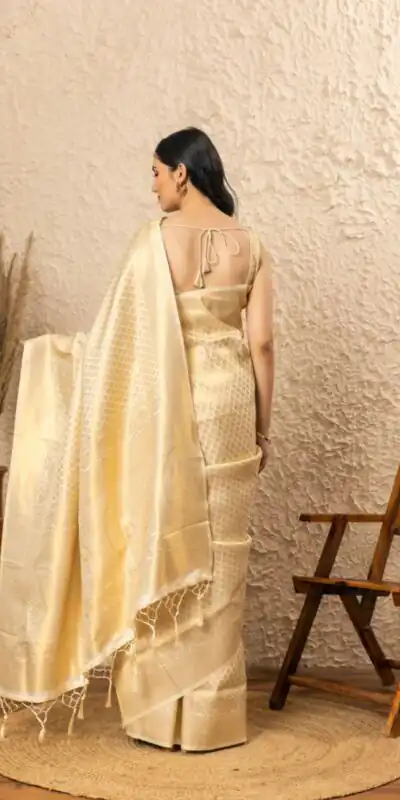 KPR 073 Off White Soft Lichi Silk Saree Perfect for Wedding, Party, Reception, Diwali, Ethnic Day – . Affordable Price ₹1299. Delivery 4-6 Working Days. | Creative Sarees, Bollywood Sarees, Designer Sarees, Embroidered Sarees, Ethnic Saree, Modern Digital sarees, Party Wear Sarees, Sarees