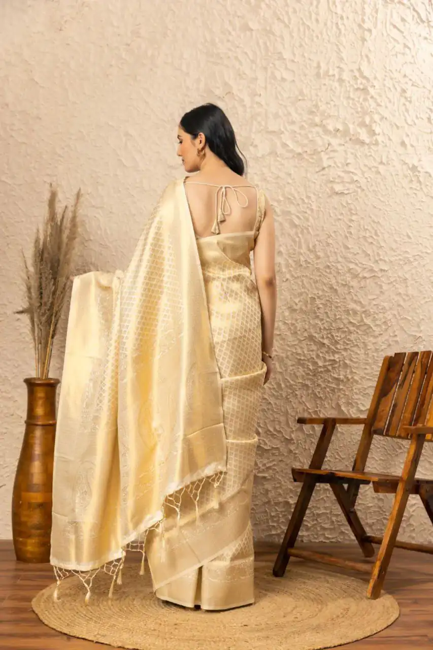 KPR 073 Off White Soft Lichi Silk Saree Perfect for Wedding, Party, Reception, Diwali, Ethnic Day – . Affordable Price ₹1299. Delivery 4-6 Working Days. | Creative Sarees, Bollywood Sarees, Designer Sarees, Embroidered Sarees, Ethnic Saree, Modern Digital sarees, Party Wear Sarees, Sarees