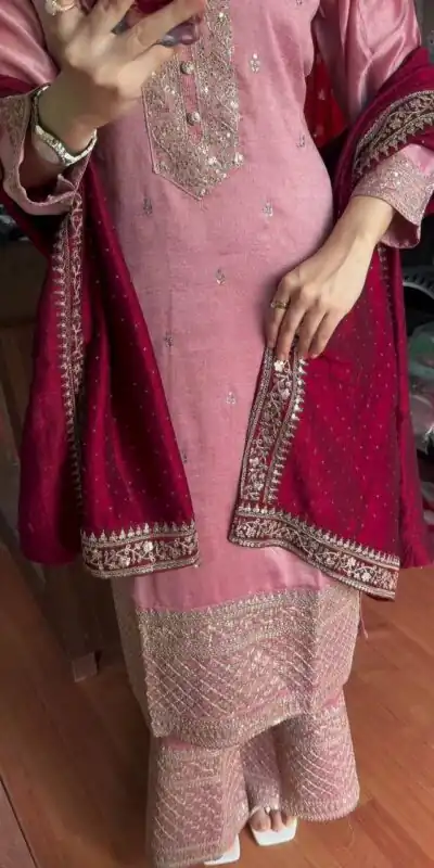 DC G76 Baby Pink Color Chinon Salwar Suit with Lace Work & Embroidery Work. Get it for ₹1949. Delivery 4-6 Working Days. Shop now. | Casual Suits, Jump Suits, Tops & Bottoms, Track Suits, Trendy Wear, Creative suits, Designer Suits, Palazzo Suits, Party Wear Suits, Patiala Suits, Salwar suit, Straight Suits