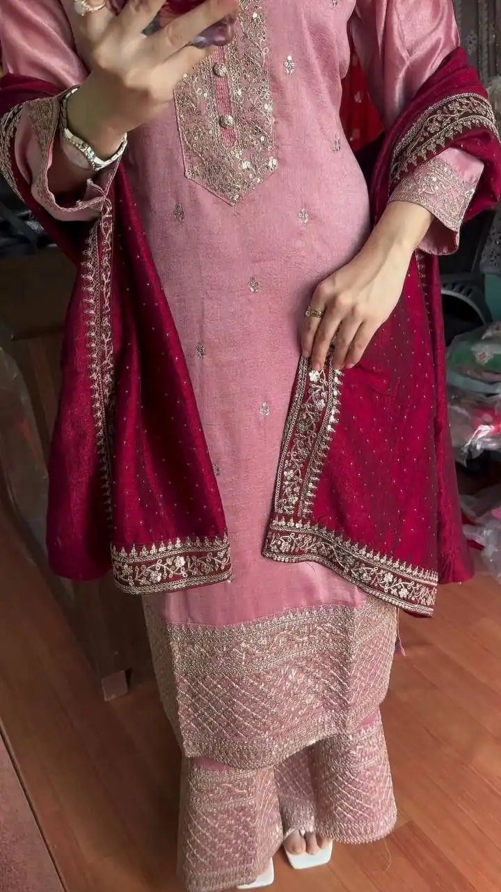 DC G76 Baby Pink Color Chinon Salwar Suit with Lace Work & Embroidery Work. Get it for ₹1949. Delivery 4-6 Working Days. Shop now. | Casual Suits, Jump Suits, Tops & Bottoms, Track Suits, Trendy Wear, Creative suits, Designer Suits, Palazzo Suits, Party Wear Suits, Patiala Suits, Salwar suit, Straight Suits